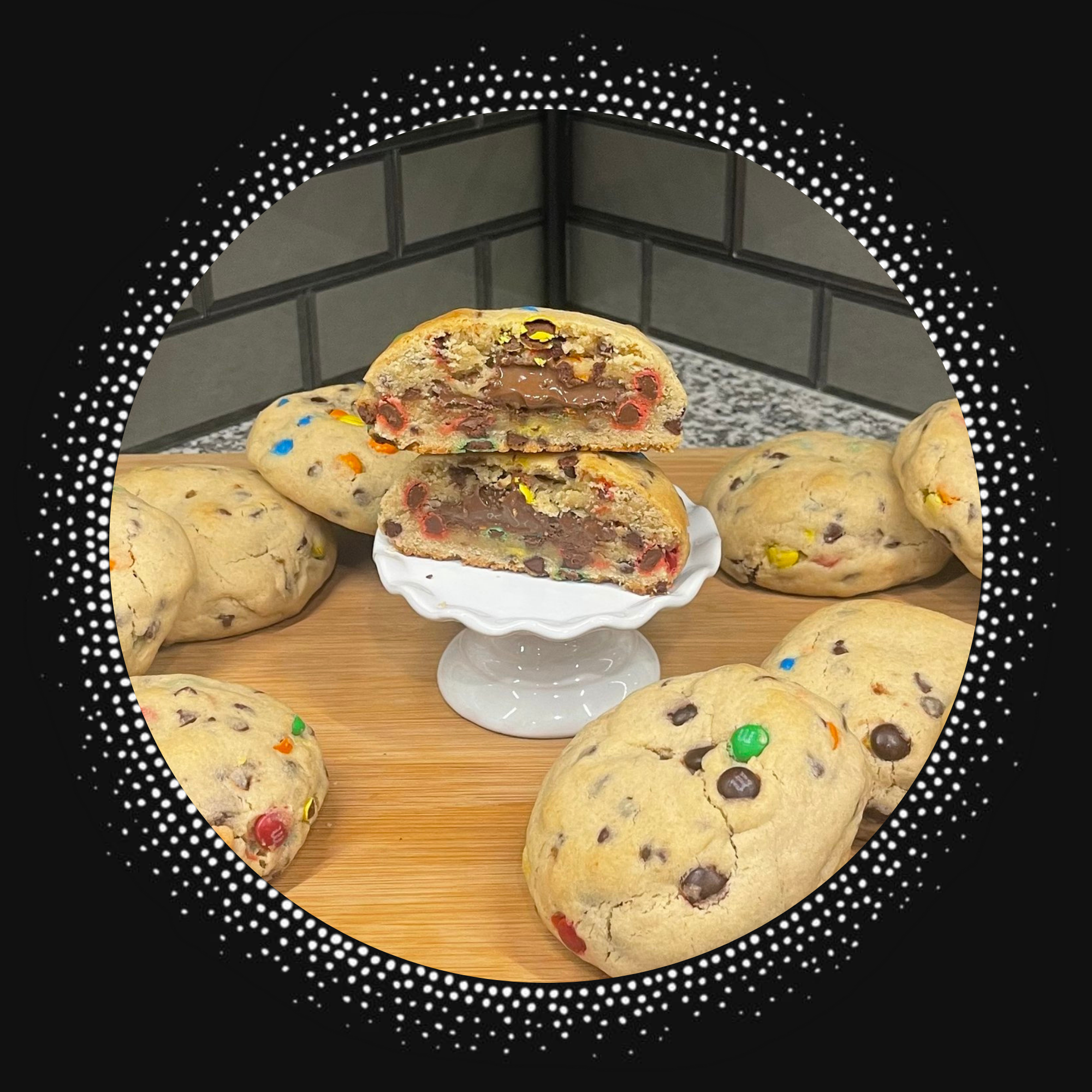 m&ms chocolate chip cookie stuffed hazlenut spread